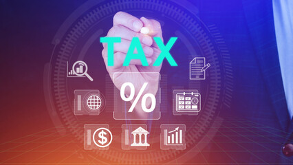 Business using computer to complete Individual income tax return form online for tax payment. Government, state taxes. Data analysis, paperwork, financial research, Calculation tax return.