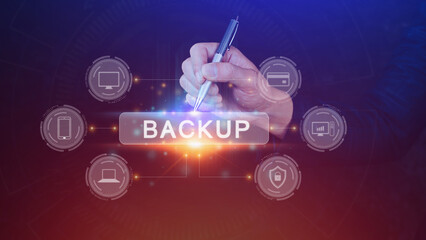 Internet data storage backup, technology business concept, Cloud technology, Data storage, Networking and internet service concept.