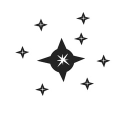 Set of black hand drawn doodle stars