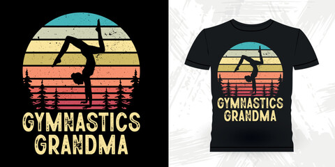 Gymnastics Grandma Funny Gymnast Girls Women Retro Vintage Mother's Gymnastics T-shirt Design