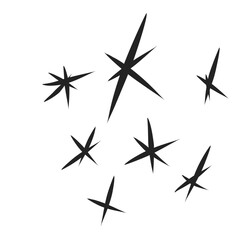 Set of black hand drawn doodle stars
