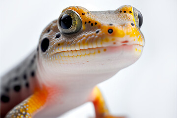 Macro Salamander portrait, isolated on white background. Made with Generative AI Technology