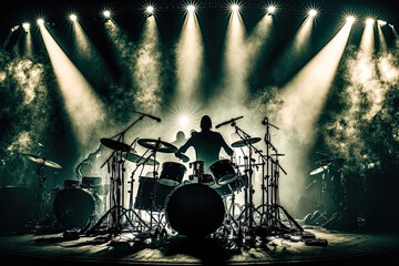 Background music, stage lighting, and drums. Generative AI