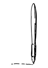 Ballpoint pen doodle. Sketch of school supply, office stationery, writing equipment. Hand drawn vector illustration. Outline clipart isolated on white.