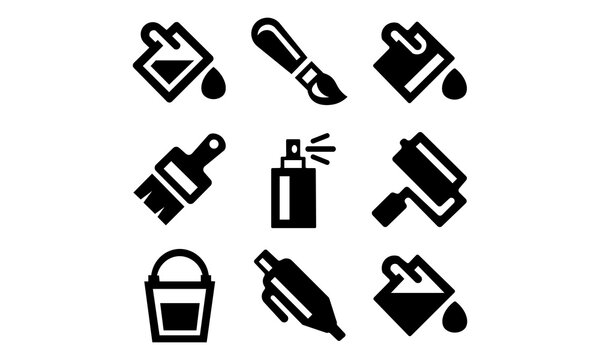 set of black drawing tools icons eps10