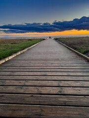 Jetty leading to sea in Lytham, England 