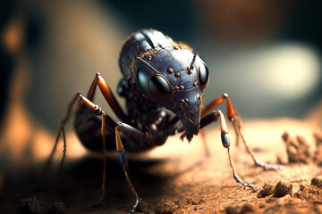 Fototapeta close up of a ant, generative ai obraz