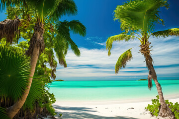 natural idea at a beach. Lake Palm Beach Sunshine filled tropical paradise island. exotic setting. Generative AI