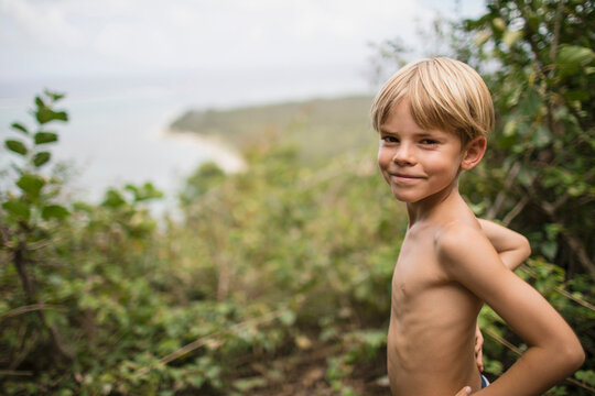 Portrait of a boy in the wilderness