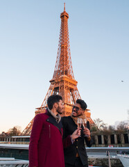 Couple kissing in paris