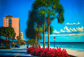 Clearwater, Florida, painting. Generative AI