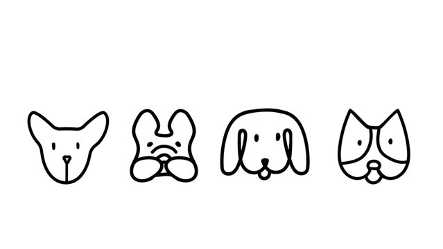 Cute Doodle set of different dogs characters