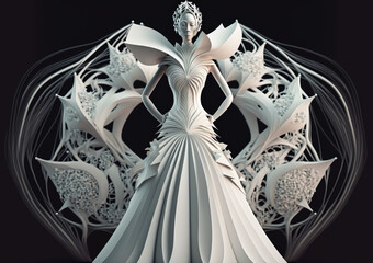 stylized creative bride in wedding dress. sketch art for artist creativity and inspiration. generative AI