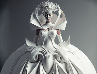 stylized creative bride in wedding dress. sketch art for artist creativity and inspiration. generative AI