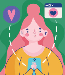 girl texting with smartphone