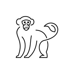 Animal Monkey Line Logo Design. Monkey line drawing logo, icon, label. Decorative elements. in trendy line style.