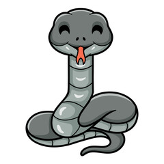 Cute black mamba snake cartoon    