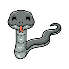 Cute black mamba snake cartoon