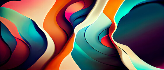 colorful abstract painting with wavy shapes