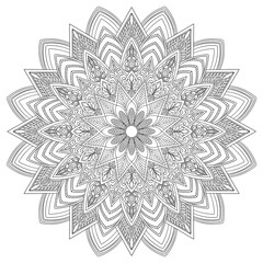 Mehndi Henna Drawing Circular Mandala pattern for tattoo, decoration premium product poster or painting. Decorative ornament in ethnic oriental style. Outline doodle hand draw illustration.