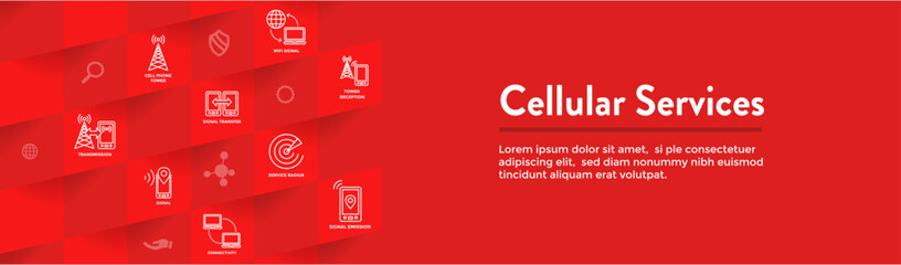 Cell Phone Location Services with web header and icons set