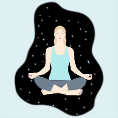 White blue-eyed girl in the lotus position