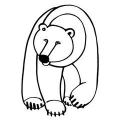 Polar bear  black and white Vector Illustration for coloring