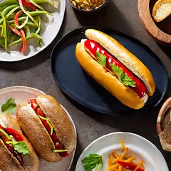 hot dogs with mustard and ketchup