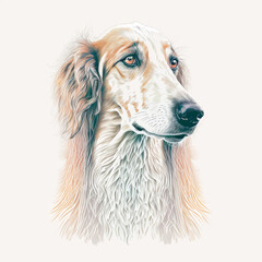 Borzoi, breed of dog originating in Russia. Generative AI.
