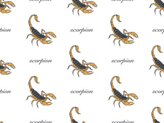 Scorpion cartoon character seamless pattern on white background