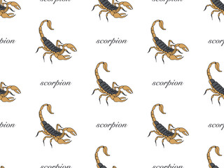 Scorpion cartoon character seamless pattern on white background