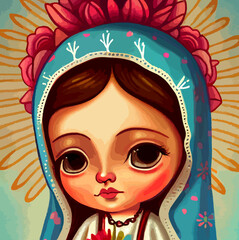 Caricature of the virgin of guadalupe