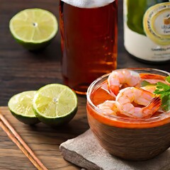 Shrimps with tea and lemon