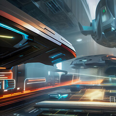 futuristic spaceship interior generative ai