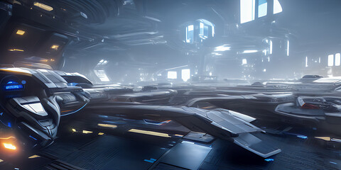futuristic spaceship interior