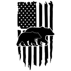 Bear and Us Flag as a Background