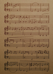 Sheet music. Different musical symbols combined into composition