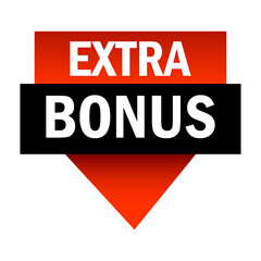 Ribbon with red extra bonus banner. Sale offer price sign. Discount promotion. Vector illustration.