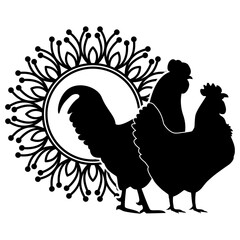 Chicken Couple Svg Silhouette