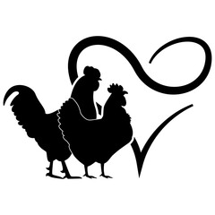 Chicken Couple Svg Silhouette