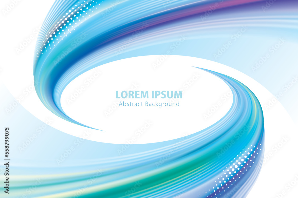 Aufkleber Background with an abstract blue wave spiral curve.