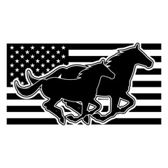 Horse Running with Us Flag SIlhouette