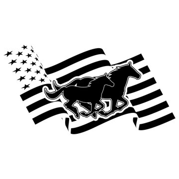 Horse Running with Us Flag SIlhouette