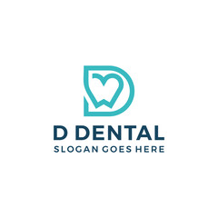 letter D dental care logo design vector illustration 