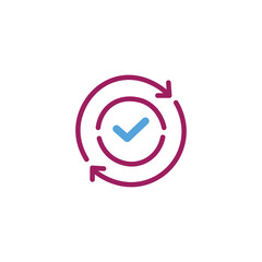 round convenient icon like easy pay or update. concept of replace or swap symbol and quality control. linear trend modern synchronize logotype graphic stroke art design web element isolated on white