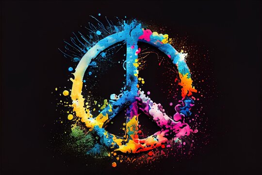colourful peace symbol to stop the war or wars around the world, generative ai