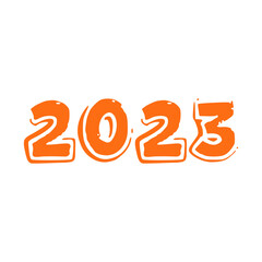 Orange Flat New Year Lettering Number 1