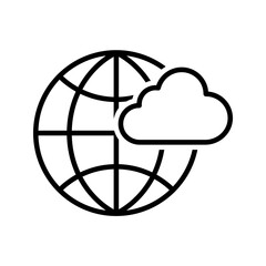 globe with cloud icon vector