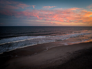 Beach at sunset.