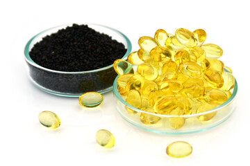 Black sesame with sesame oil capsule,.